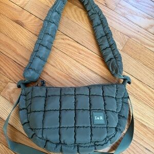Iris and Rainbow Olive Green Puff Half Moon Shoulder and Crossbody Bag
